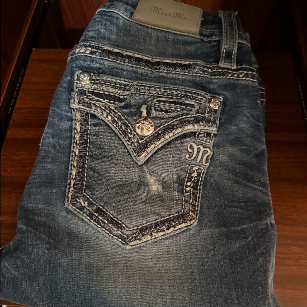 Miss Me Women's Distressed Blue Boot Cut Jeans
